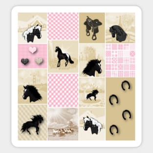 Horse Lovers Patchwork Pattern Sticker
